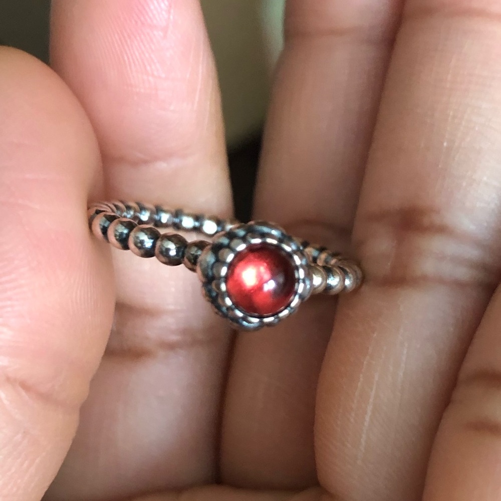 Pandora Red Gemstone Rhinestone Ring US 8.5